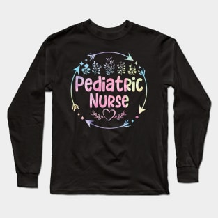 Pediatric Nurse cute floral watercolor Long Sleeve T-Shirt